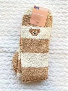 ダッフィー　ルームソックス　ストライプ柄もこもこソックス　もこもこくつした
