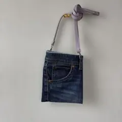 デニム ストライプ スマホショルダーバッグ