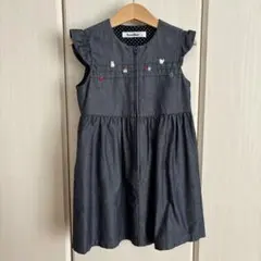 familiar ワンピース 110サイズ ダークグレー刺繍付き ノースリーブ