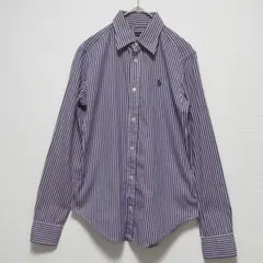 ラルフローレン スリムフィット ストライプシャツ パープル　M
