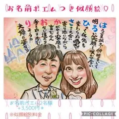 結婚祝い♡記念品＊プレゼント＊お名前ポエムつき似顔絵＊♪