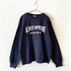 ☆【ジーユー】トレーナー 裏起毛 綿混 フロントプリント クルーネック 長袖 L