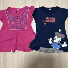 ミニーマウスTシャツ100センチと刺繍トップス110センチ　2点セット
