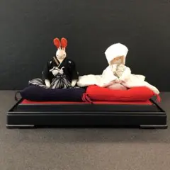 【美品】ちりめん細工 うさぎ 花嫁花婿 着物 ハンドメイド アンティーク