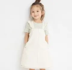 ブランシェス オールシーズン 肩フリル配色ステッチジャンパースカート 130