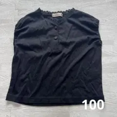 黒いレース付きカジュアルTシャツ　ノースリーブ