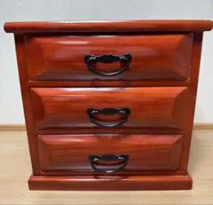 木製小物収納 3引き出し ダークブラウン 昭和レトロ
