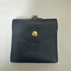 イルビゾンテ　がま口ネイビー レザー 二つ折り財布