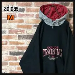 《希少》adidas アディダス　パーカー　刺繍ロゴ　ドローコード付き　M