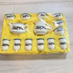 中華茶器セット 急須 湯呑み 蓋碗 中国茶 龍柄 陶器 茶器一式 美品