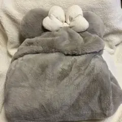 ディズニー ミニーポンチョ ブランケットファー耳付きアウター