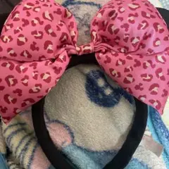ヒョウ柄 リボン ディズニー カチューシャ ピンク