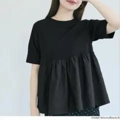 coca クルーネックドッキングカットソー M ブラック
