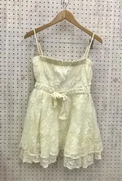 ニンフ　コケット古着 ベロアリボン レース　レイヤードフリルミニワンピース