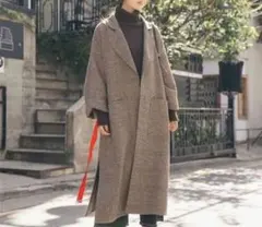 グレンチェック コート ブラウンコート キルティング裏地付き ガウンタイプ