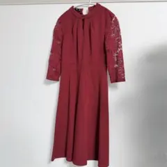 パーティードレス 結婚式 参列 ワンピース レース 赤 ワインレッド