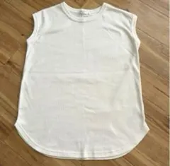 サマンサモスモスブルー ノースリーブ タンクトップ 白　リブ　Tシャツ　SM2