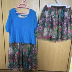 FITH 半袖ワンピース 花柄チュールスカート　120 双子のサムネイル