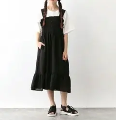 GLOBAL WORK イージーDRYキャミワンピース ブラック 160cm　黒のサムネイル