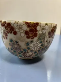 送料込【逢絢亭】茶道具 茶碗 京焼 桜花流水の図 真葛（宮川）香斎 共