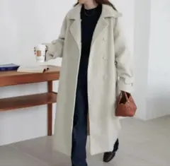 Discoat シャギーロングコート ホワイト