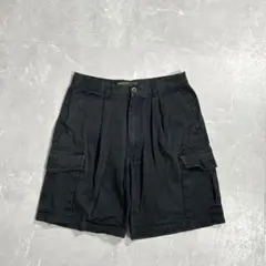 90s OLD カーゴショーツ フリスコ チノ ブラック USA古着 ワイドのサムネイル