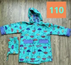 ブランシェス レインコート 110 傘柄 グリーン 収納袋付き