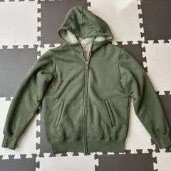 ユニクロ　キッズ　ボアスウェットフルジップパーカ　オリーブ160cm