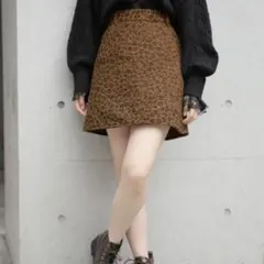 新品 Heather アソート台形ミニスカート ヒョウ柄
