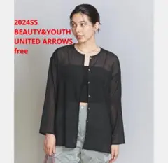 ほぼ新品＊BEAUTY&YOUTH UNITED ARROWSクレープカーデ黒ⅰ