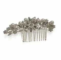 髪飾り　パールヘアコーム　シルバー　結婚式・パーティー