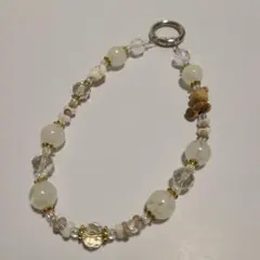 ハンドメイド クマチャーム付き携帯ストラップ