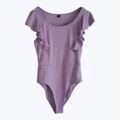 シーイン ピンク パープル フリル袖 レオタード トップス