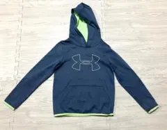 59・アンダーアーマー フード パーカー グレー ライム 　サイズ140