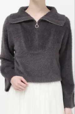 MERCURYDUO★ミニシャギーハーフジップニット★美品