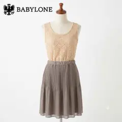 BABYLONE レース プリーツ ノースリーブワンピース フェミニン M