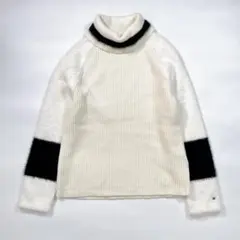 TOMMY HILFIGER 異素材 ニット セーター XS 白黒 タートル