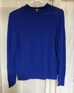 UNIQLO 青 長袖ニット 100%毛