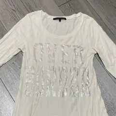 AZULbymoussy/アイボリー メッセージプリント 長袖Tシャツ/F