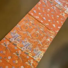 和風テーブルランナー　　１０７オレンジ刺繍