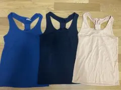 3点セット　まとめ売り　タンクトップ　ロング丈　無地　黒　ネイビー　ベージュ