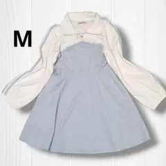 美品●地雷系 フリル 切替ワンピース バイカラー 水色 白 M 量産型