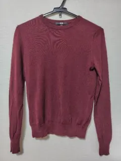 UNIQLO エクストラファインメリノクルーネックセーター バーガンディ S