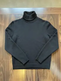 美品【ザノーネ】タートルネック ニット セーター ウール SLOWEAR 黒 M