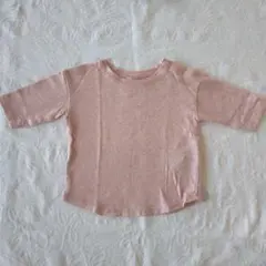 無印良品　ベビー　ドット柄　ピンク長袖Tシャツ 80cm 記名あり 保育園