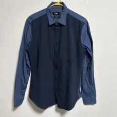 【HARE】異素材切り替えシャツ　ネイビー　Mサイズ　日本製のサムネイル