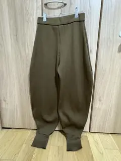【PoFF】ブラウン サルエルパンツ ハイウエスト ニット