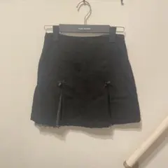 【SHEIN】黒 コーデュロイミニスカート リボン付き ガーリー グランジ