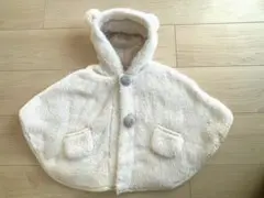 Petit main 【美品】ホワイト フード付きポンチョ