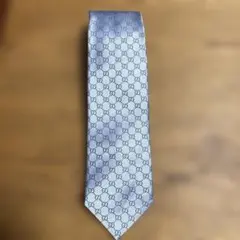 GUCCI シルク ネクタイ ライトブルー GGロゴ